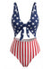 1940s Lace-Up Stars & Stripes Swimsuit - vintage swimsuit, pin-up swimwear for vintage lovers