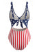 1940s Lace-Up Stars & Stripes Swimsuit - vintage swimsuit, pin-up swimwear for vintage lovers
