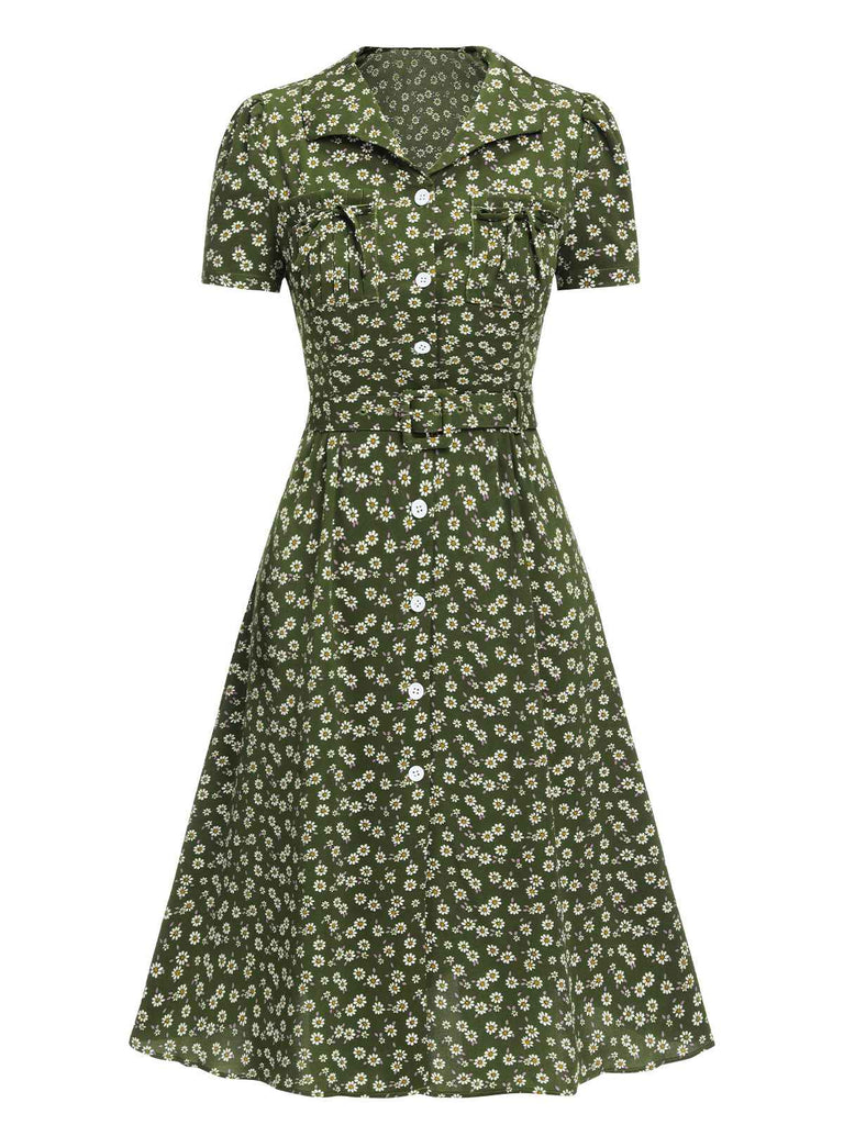 1940s Lapel Buttons Ditsy Floral | 1940s | vintage dress, retro fashion