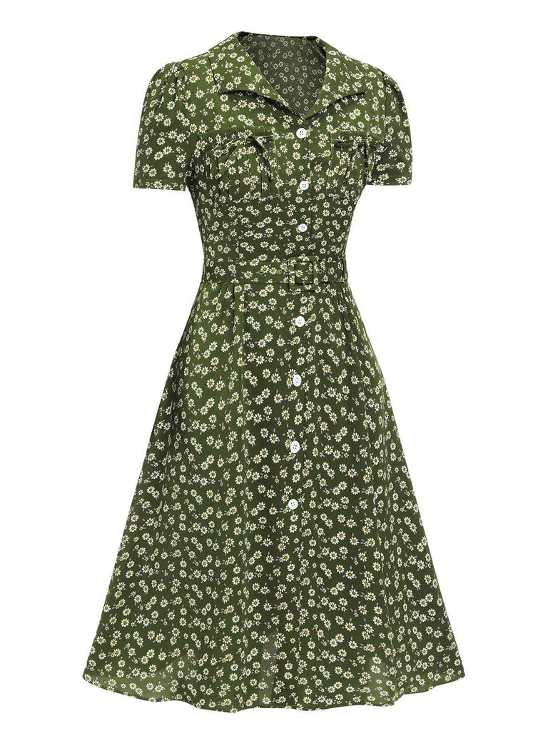 1940s Lapel Buttons Ditsy Floral | 1940s | vintage dress, retro fashion
