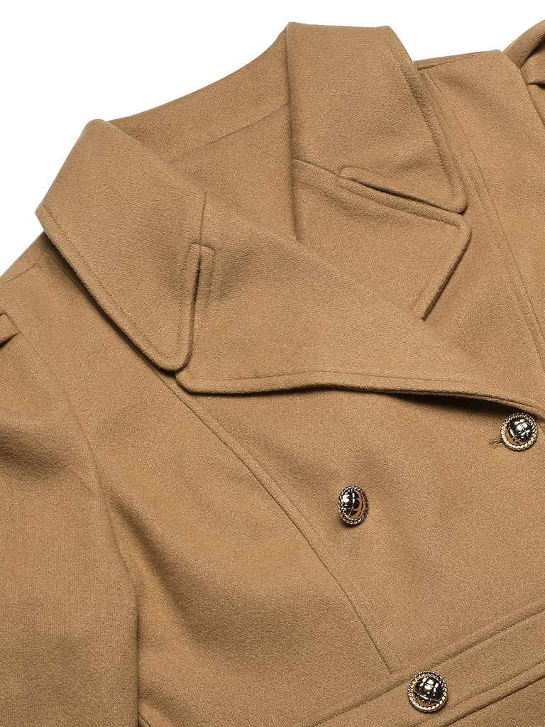 1940s Lapel Double-Breasted Pocket A-Line Coat, vintage coat, retro outerwear - perfect for women who love vintage and retro fashion