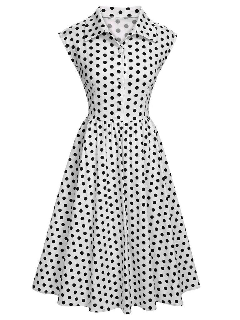 1940s Lapel Polka Dots Sleeveless Dress: where 1940s romance meets her modern spirit