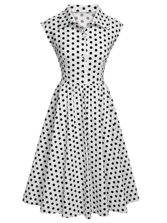 1940s Lapel Polka Dots Sleeveless Dress: where 1940s romance meets her modern spirit