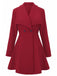 1940s Lapel Solid Tailored Coat - vintage fashion, retro style, elegant red