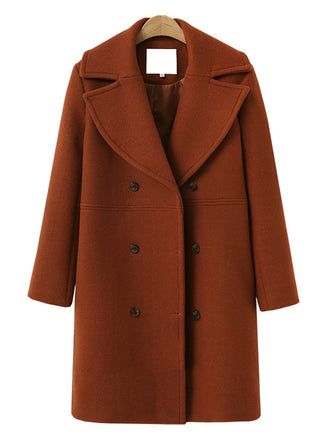 1940s Lapel Solid Woolen Coat - vintage fashion, retro style