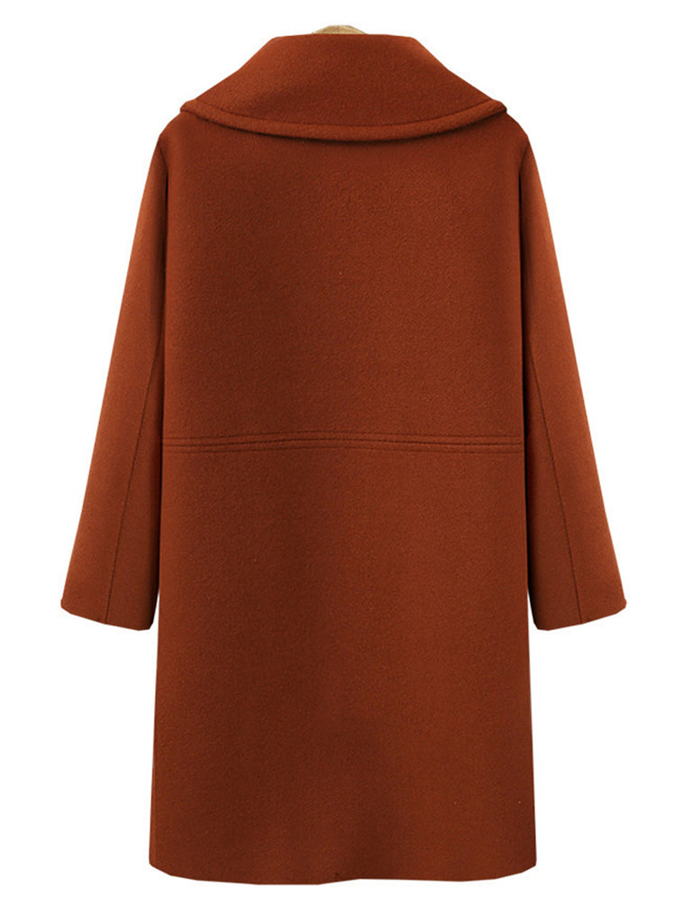 1940s Lapel Solid Woolen Coat - vintage fashion, retro style