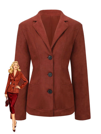 1940s Lapel Suede Pocket Blazer - vintage fashion, retro style