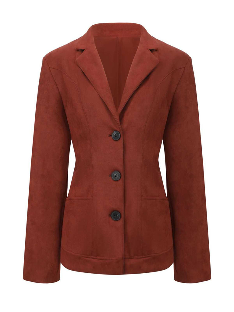 1940s Lapel Suede Pocket Blazer - vintage fashion, retro style