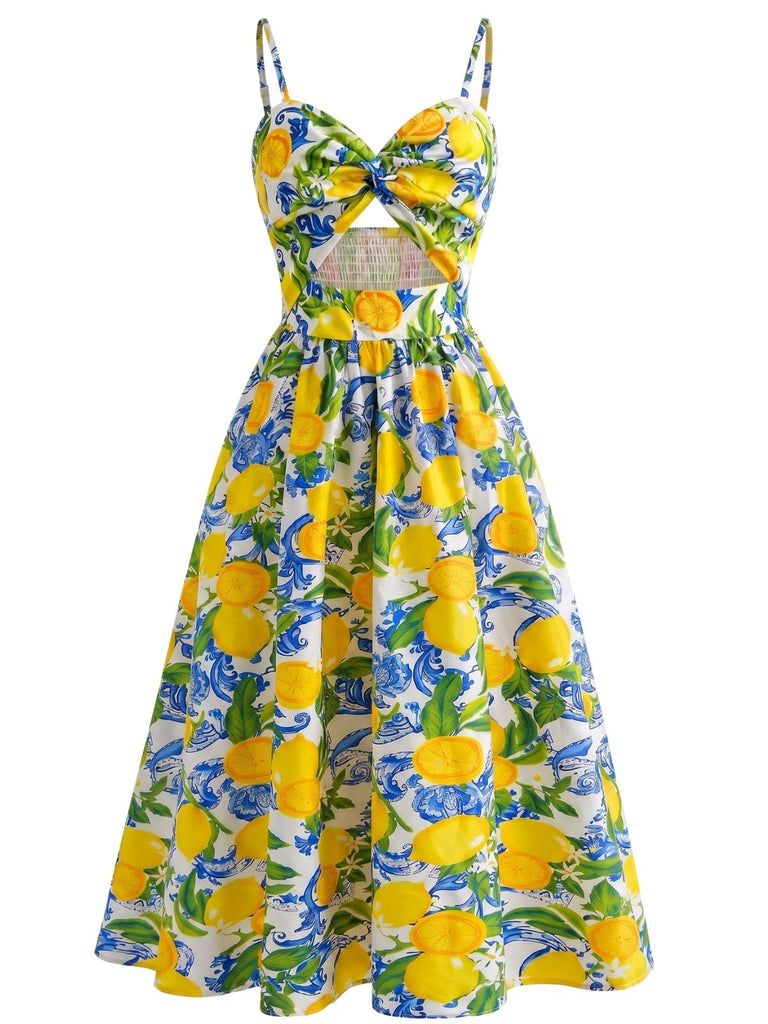 1940s-Lemon-Print-Spaghetti-Strap-Swing-Dress, vintage, retro, dress