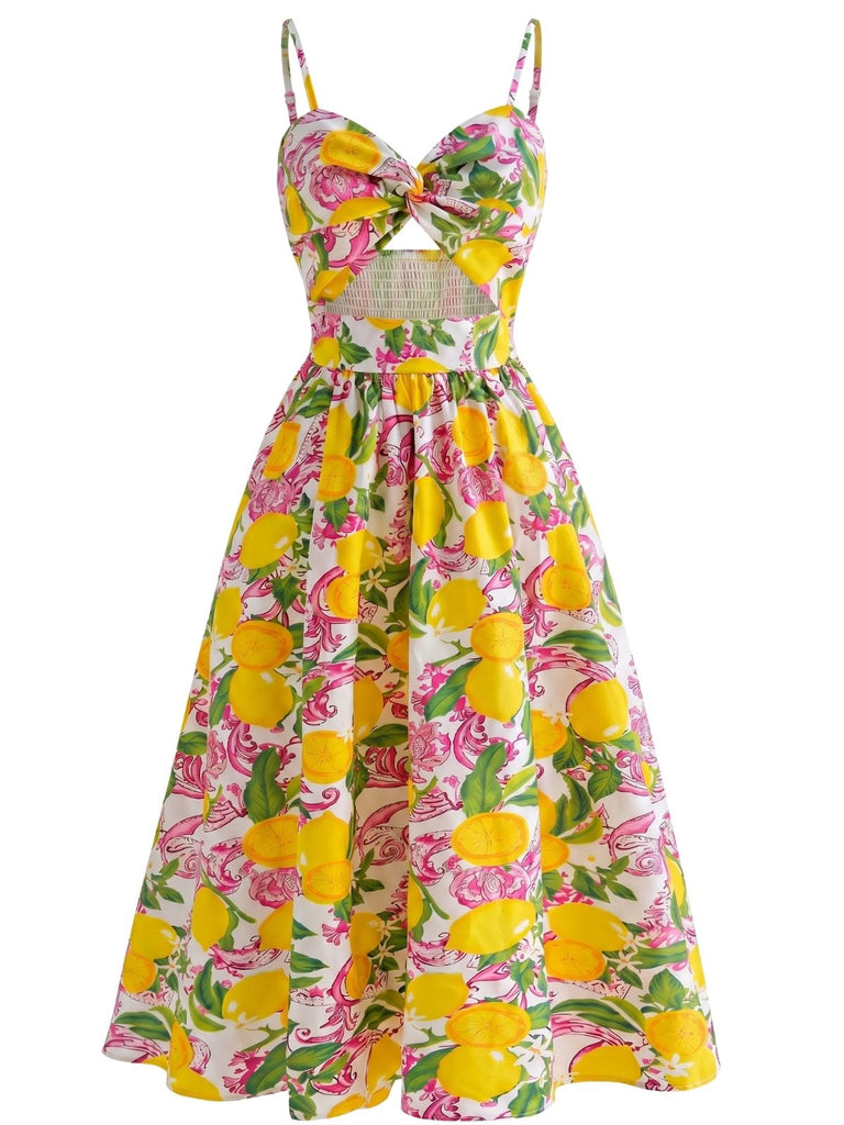 1940s-Lemon-Print-Spaghetti-Strap-Swing-Dress, vintage, retro, dress