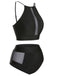 [Plus Size] 1940s Leopard Mesh Patchwork Swimsuit, vintage swimsuit, pin-up swimwear - perfect for women who love vintage and retro fashion