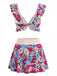 Multicolor 1940s Floral Ruffled Sweetheart Neck Tankini Set - vintage fashion, retro style