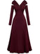 1940s Off-Shoulder Long Sleeve Pleated Dress - vintage dress, retro fashion