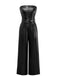 1940s PU Leather Belted Strapless Jumpsuit - vintage jumpsuit, retro fashion