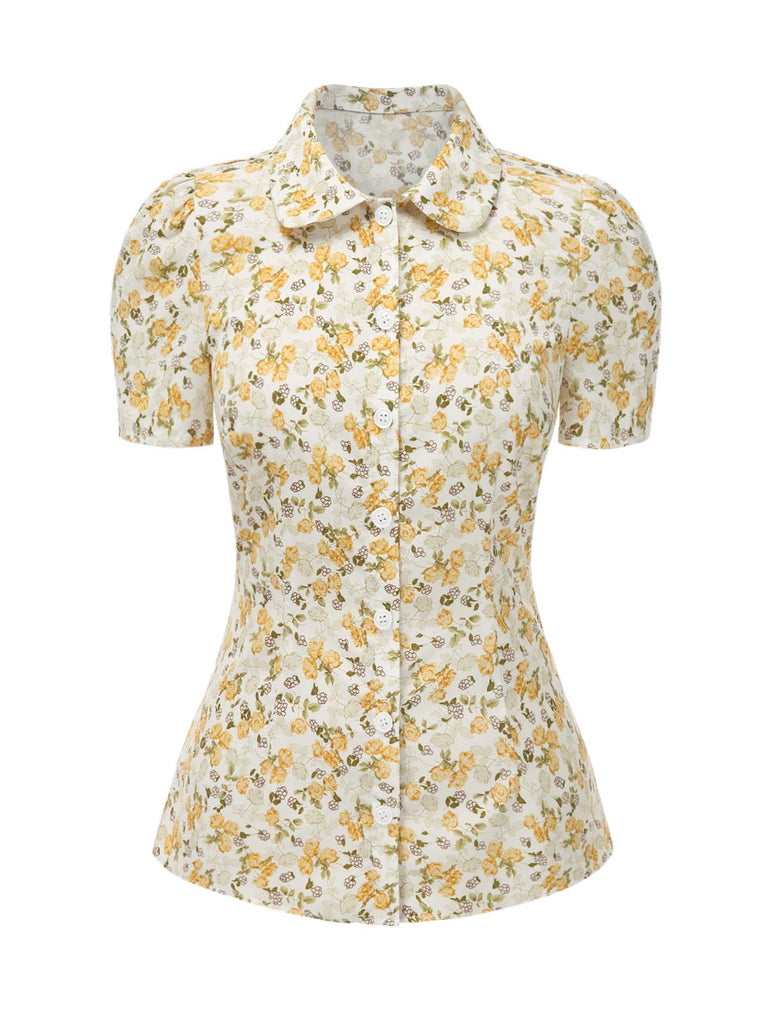 1940s Peter Pan Collar Ditsy Floral Blouse: a 1940s classic that whispers rather than shouts