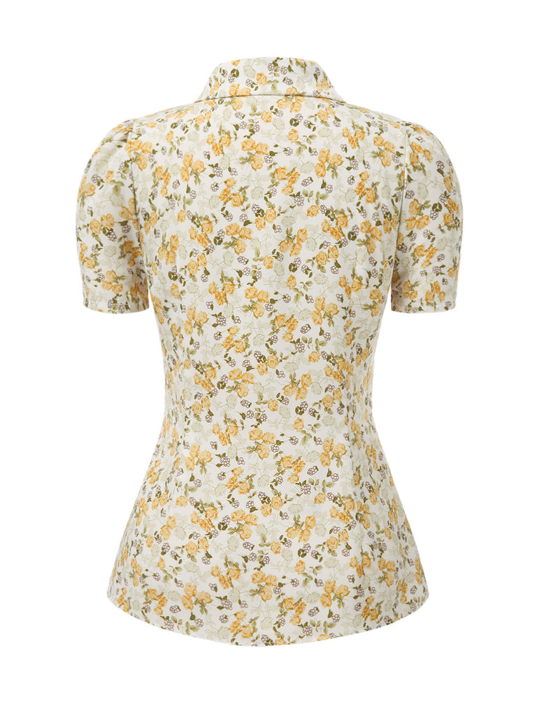 1940s Peter Pan Collar Ditsy Floral Blouse — 1940s elegance she can wear anywhere