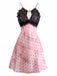 Pink 1940s Satin Polka Dot Lace Trim Backless Nightdress - vintage dress, retro fashion