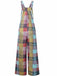 1940s Plaid Pockets Wide Legs Jumpsuit - vintage jumpsuit, retro fashion