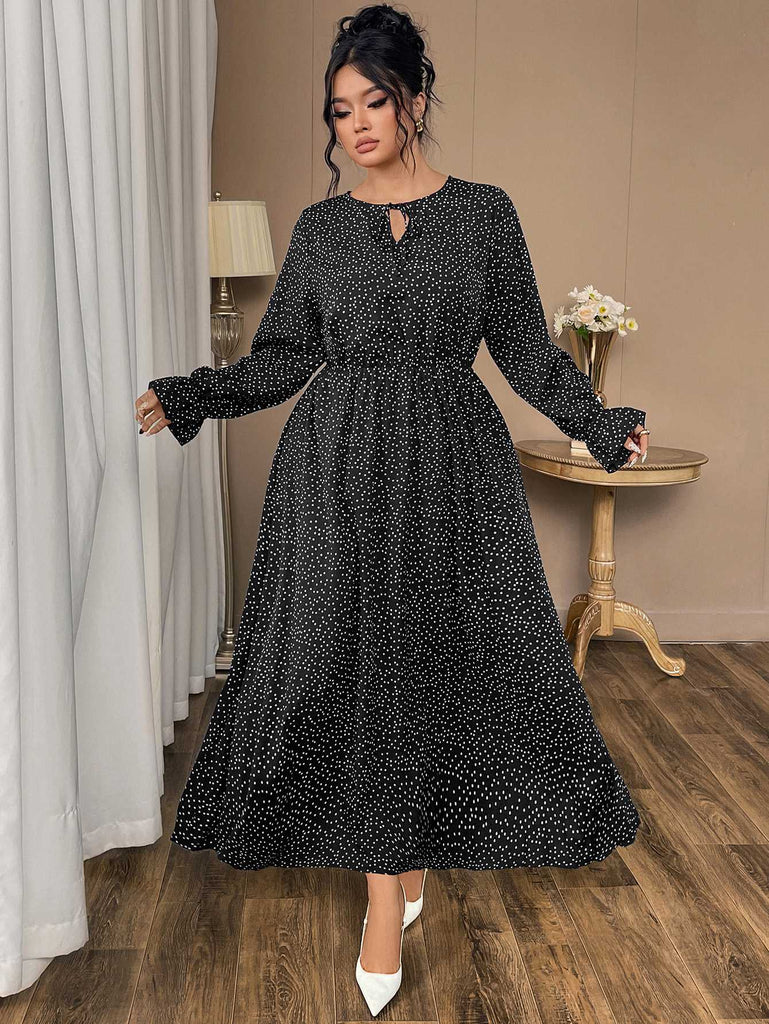 1940s Polka Dot Midi Dress - vintage dress, retro fashion