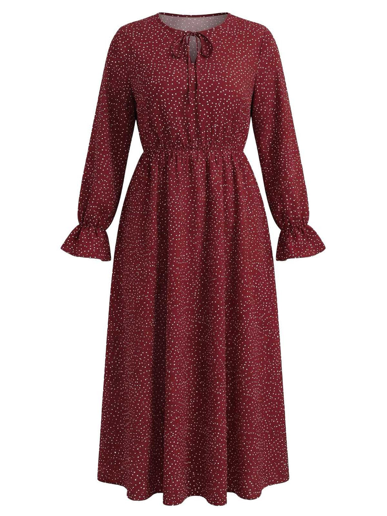 1940s Polka Dot Midi Dress - vintage dress, retro fashion