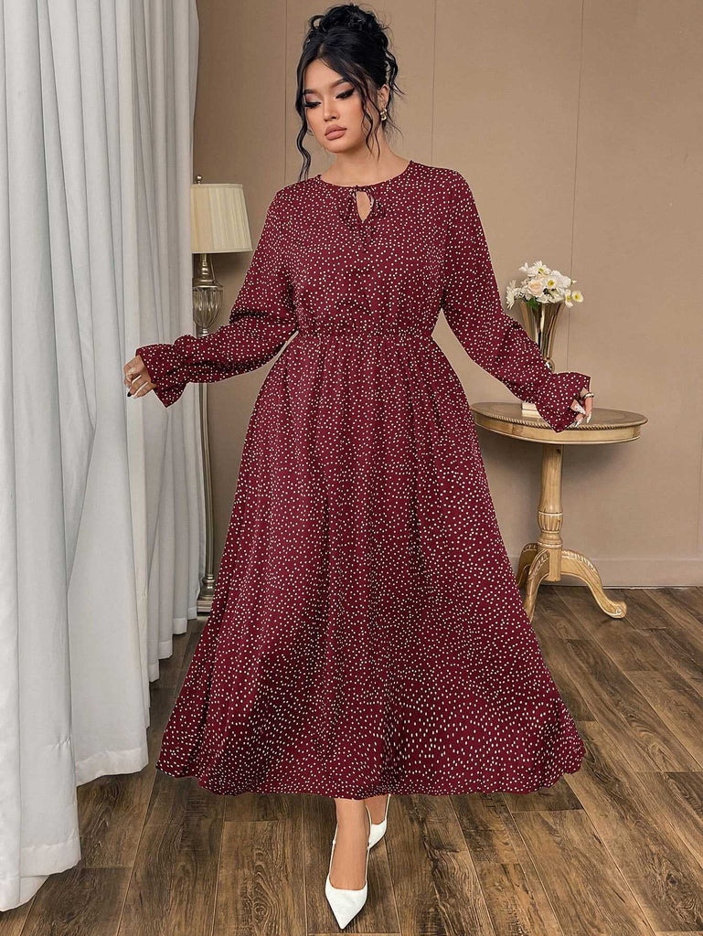1940s Polka Dot Midi Dress - vintage dress, retro fashion