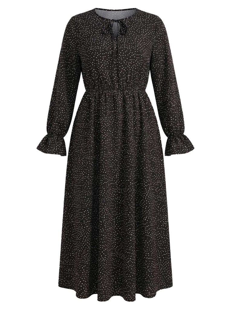1940s Polka Dot Midi Dress - vintage dress, retro fashion