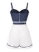1940s Polka Dot Patchwork Suspender Romper | vintage romper, retro jumpsuit, playful style - perfect for retro fashion enthusiasts