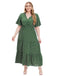 [Plus Size] 1940s Polka Dot V-Neck Short Sleeve Maxi Dress - vintage dress, retro fashion for vintage lovers
