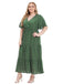 [Plus Size] 1940s Polka Dot V-Neck Short Sleeve Maxi Dress - vintage dress, retro fashion for vintage lovers