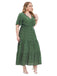 [Plus Size] 1940s Polka Dot V-Neck Short Sleeve Maxi Dress - vintage dress, retro fashion for vintage lovers