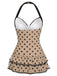 1940s Polka Dots Halter One-Piece Swimsuit, classic vintage style summer beach collection