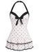 Red 1940s Polka Dots Halter One-Piece Swimsuit, vintage swimsuit, pin-up swimwear - perfect for women who love vintage and retro fashion