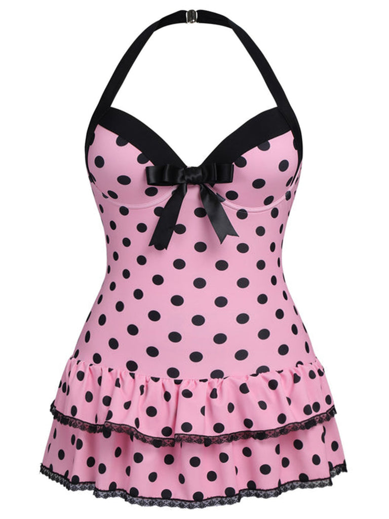 1940s Polka Dots Hater Swimsuit, classic vintage style summer beach collection