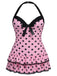 1940s Polka Dots Hater Swimsuit, classic vintage style summer beach collection