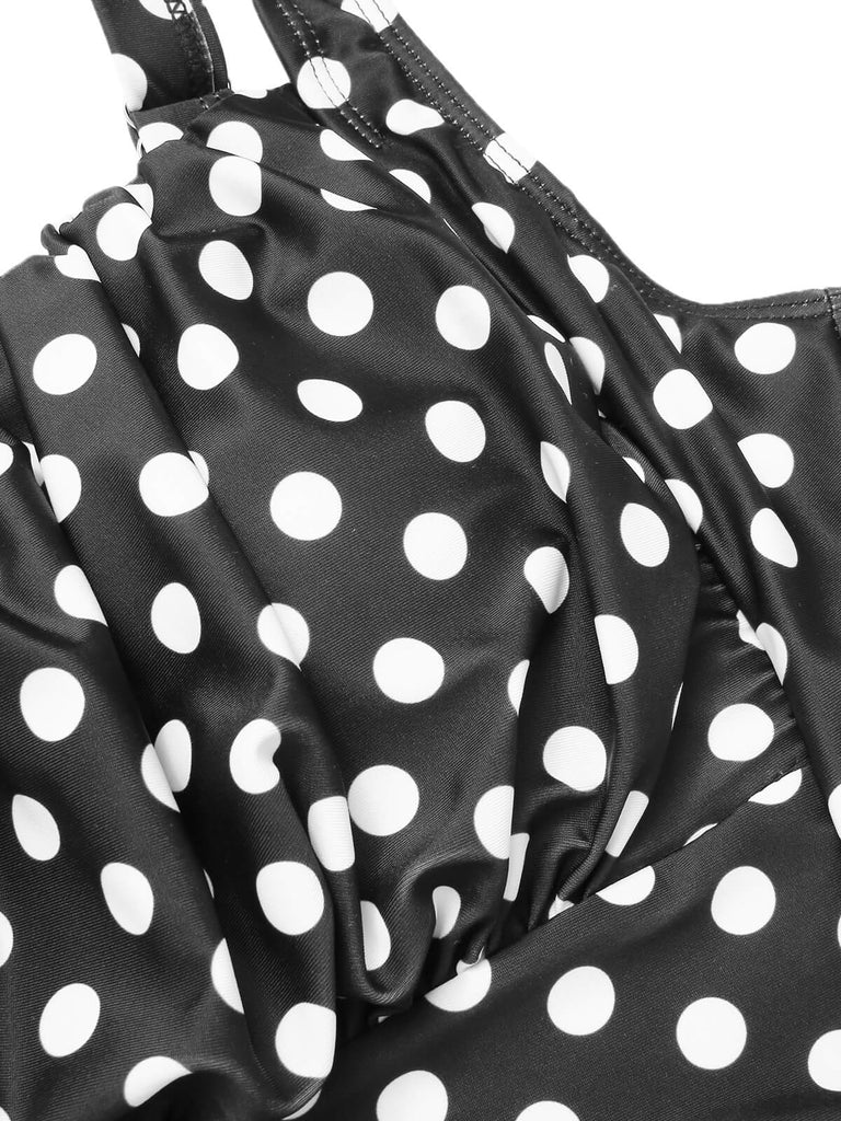 1940s Polka Dots Wrinkle Strap Swimsuit, vintage swimsuit, pin-up swimwear - perfect for women who love vintage and retro fashion