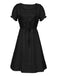 1940s Punk Gothic Puff Sleeve Ruffled Dress - vintage dress, retro fashion