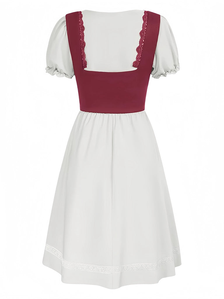 1940s Punk Gothic Puff Sleeve Ruffled Dress - vintage dress, retro fashion