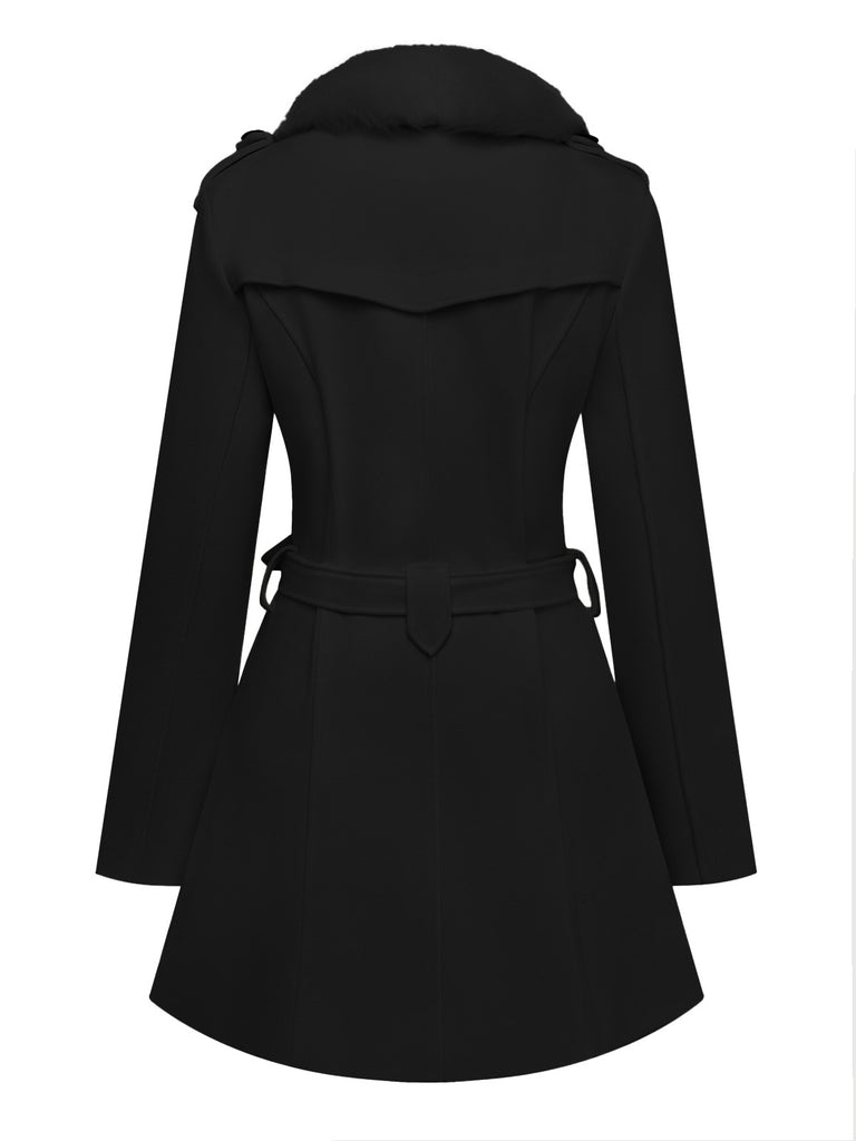 1940s Removable Faux-Fur Collar Buttons Coat - vintage fashion, retro style