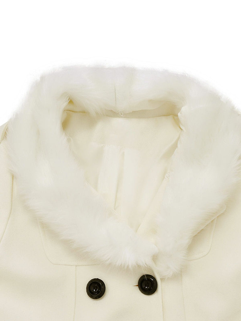 1940s Removable Faux-Fur Collar Buttons Coat - vintage fashion, retro style