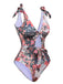 1940s Retro Pictorial Hollow One-Piece Swimsuit, vintage swimsuit, pin-up swimwear - perfect for women who love vintage and retro fashion