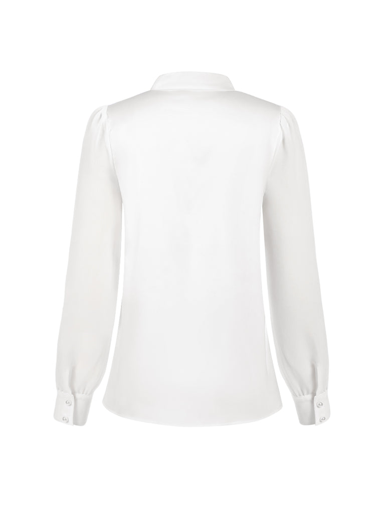 1940s Round Neck Satin Puff Sleeve Blouse — 1940s elegance she can wear anywhere