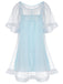 1940s Ruffle Sleeve Plush Trim Tulle Nightgown: beautiful vintage lingerie, retro nightgown, elegant sleepwear with timeless appeal