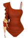 1940s Ruffled Asymmetrical Neck One-Piece Swimsuit - vintage swimsuit, pin-up swimwear for vintage lovers