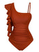 1940s Ruffled Asymmetrical Neck One-Piece Swimsuit - vintage swimsuit, pin-up swimwear for vintage lovers