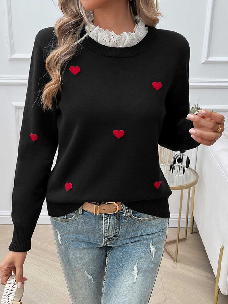 1940s Ruffles Heart Embroidered Sweater — 1940s st