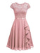1940s Ruffles Lace Floral Solid Dress: timeless style reimagined