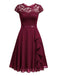 1940s Ruffles Lace Floral Solid Dress: timeless style reimagined
