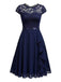 1940s Ruffles Lace Floral Solid Dress: timeless style reimagined