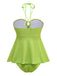 1940s Seashell Chain Lace-Up Halter Swimsuit: 1940s Riviera elegance, reimagined for her