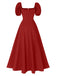 1940s Side Slit Puff Sleeve Square Neck Dress, vintage dress, retro fashion - perfect for women who love vintage and retro fashion